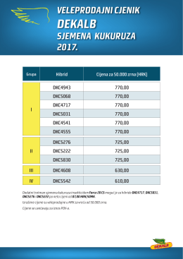 veleprodajni cjenik dekalb sjemena kukuruza 2017.