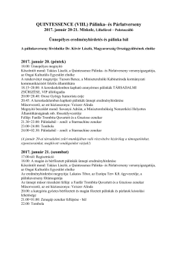 Díjátadó program - Quintessence Pálinkaverseny