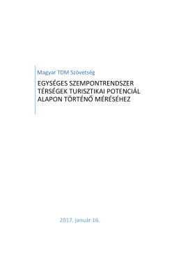 egységes szempontrendszer térségek turisztikai