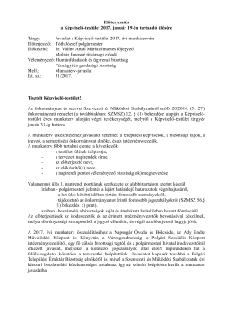 Javaslat a Képviselő-testület 2017