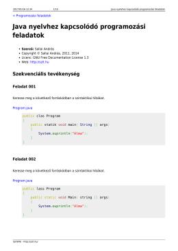 Java nyelvhez kapcsolódó programozási feladatok