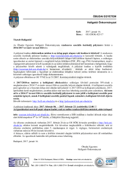 &Oacute;BUDAI EGYETEM Hallgat&oacute;i &Ouml;nkorm&aacute;nyzat - e