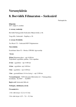Versenykiírás 8. Borvidék Félmaraton – Szekszárd