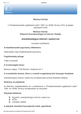 aneszteziológus-intenzív szakorvos