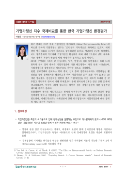 기업가정신 지수 국제비교를 통한 한국 기업가정신 환경평가