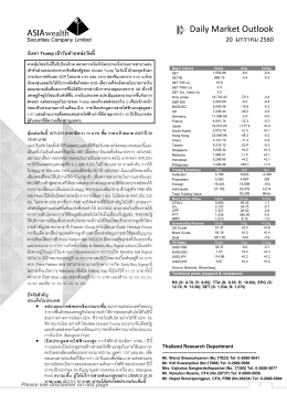 Daily Market Outlook 20 มกราคม2560