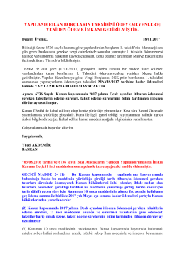 6736 sayılı kanuna göre yapılandırılan borçların taksidini