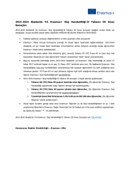2015-2016 Akademik Yılı Erasmus+ Staj Hareketliliği
