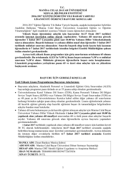 Genel Lisansüstü Başvuru Koşulları ve Kontenjanları