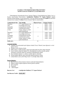ANADOLU &Uuml;NİVERSİTESİ REKT&Ouml;RL&Uuml;Ğ&Uuml;NDEN