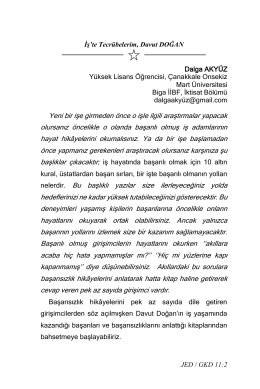 JED / GKD 11:2 İş`te Tecrübelerim, Davut DOĞAN Dalga AKYÜZ