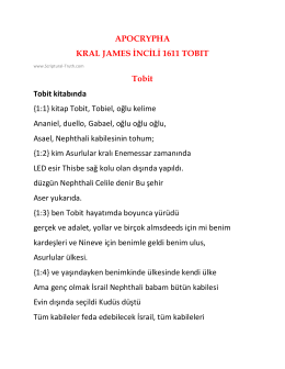 APOCRYPHA KRAL JAMES İNCİLİ 1611 TOBIT Tobit Tobit kitabında