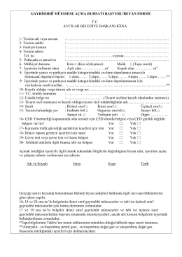 gayrisıhhî müessese açma ruhsatı başvuru/beyan formu