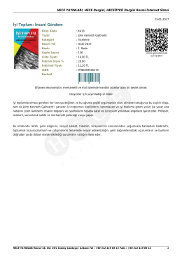 İyi Toplum: İnsani G&uuml;ndem