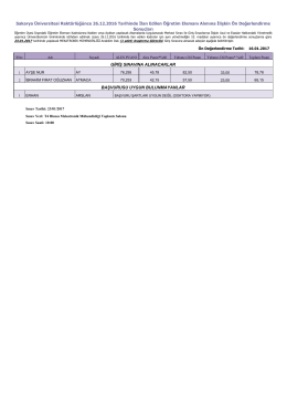 Sakarya Üniversitesi Rektörlüğünce 26.12.2016 Tarihinde İlan