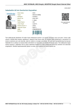Sabahattin Ali`nin Eserlerinin Kaynakları