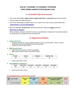 2016-2017 AKADEMİK YILI ERASMUS+ PROGRAMI DERS VERME