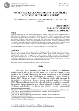 Eğitimde Kuram ve Uygulama MATERYAL KULLANIMININ