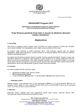 REAG/GARP Programı 2017 Bilgilendirme