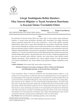 G&ouml;rg&uuml; Tanıklığında Bellek Hataları: Olay