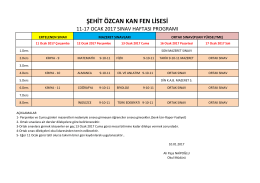 Sınav Takvimi(11-17 Ocak 2017)