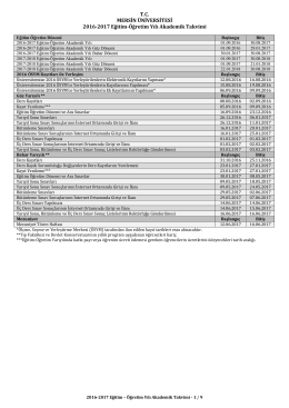 2016-2017 Akademik Takvim