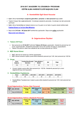 2016-2017 AKADEMİK YILI ERASMUS+ PROGRAMI EĞİTİM ALMA