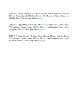 2016-2017 Eğitim Öğretim Yılı Bahar Dönemi Sosyal Bilimleri