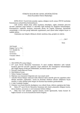 TÜRKİYE İŞ KURUMU GENEL MÜDÜRLÜĞÜNE