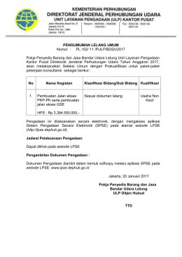 Pengumuman Lelang Umum Pekerjaan Pembuatan Jalan akses