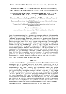 Antioxidant Potential Of Lansium Domesticum Corr. Seed Extract In