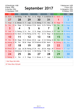 Kalender Oktober 2017