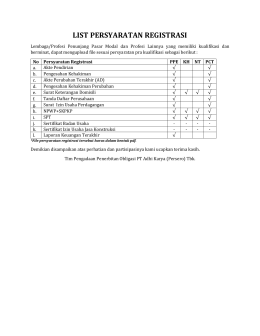 list persyaratan registrasi
