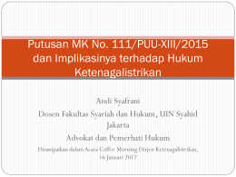 Putusan MK No. 111 PUU-XIII2015