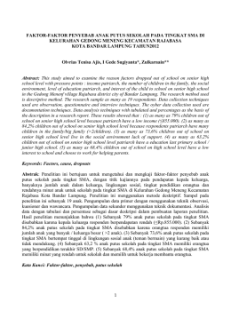 faktor-faktor penyebab anak putus sekolah pada tingkat sma di