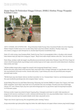 Hujan Deras Di Perkirakan Hingga Februari, BMKG