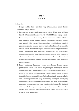 74 BAB V PENUTUP A. Simpulan Dengan melihat