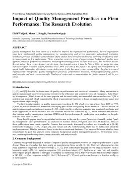 Impact of Quality Management Practices on Firm Performance: The