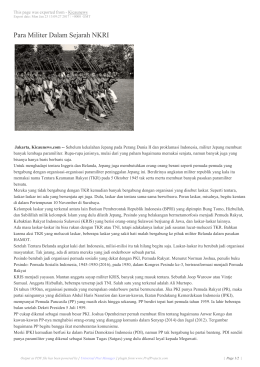 Para Militer Dalam Sejarah NKRI