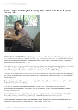Dewan Tangsel Minta Program Kampung Anti