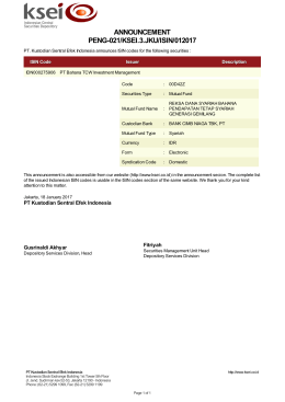 ANNOUNCEMENT PENG-021/KSEI.3.JKU/ISIN/012017