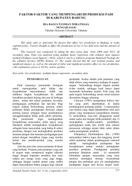 faktor-faktor yang mempengaruhi produksi padi di kabupaten badung