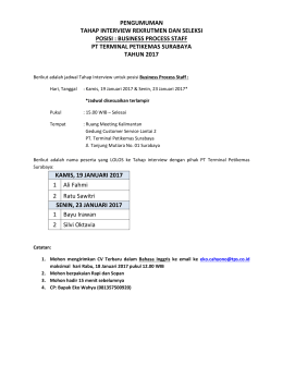 PENGUMUMAN INTERVIEW BUSINESS PROCESS STAF