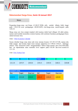 Rekomendasi Harga Emas, Senin 16 Januari 2017