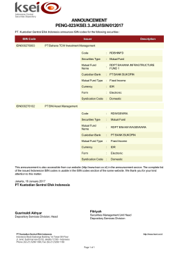 ANNOUNCEMENT PENG-023/KSEI.3.JKU/ISIN/012017