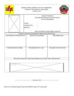 REKRTUTMEN TERBUKA PT PLN (PERSERO) TINGKAT