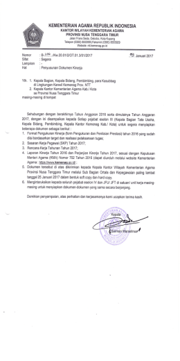 Surat Pemberitahuan - Kanwil Kemenag Provinsi NTT
