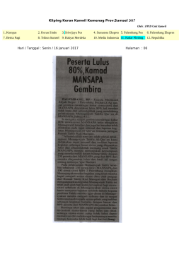 . 2017 Kliping Koran Kanwil Kemenag Prov Sumsel 1. Kompas 2