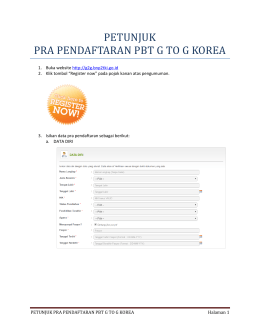 petunjuk pra pendaftaran pbt g to g korea
