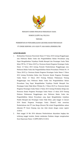 PENDAPAT KOMISI PENGAWAS PERSAINGAN